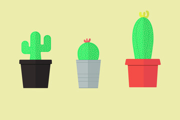 Cactus Flat Design Planter Cute Vector Art 