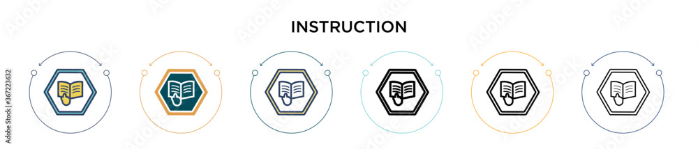 Poster instruction icon in filled, thin line, outline and stroke style. vector illustration of two colored 