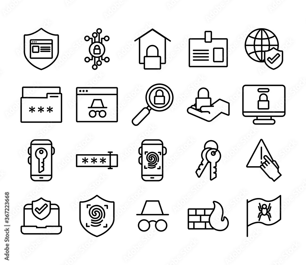 Poster bundle of data security set icons