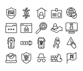 bundle of data security set icons