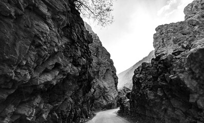 A narrow rocky road near Tehran, Iran