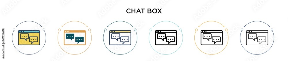 Poster chat box icon in filled, thin line, outline and stroke style. vector illustration of two colored and