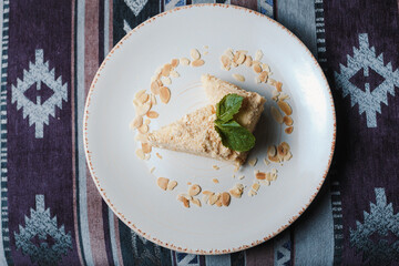 Cream slice or Napoleon cake dessert  top view