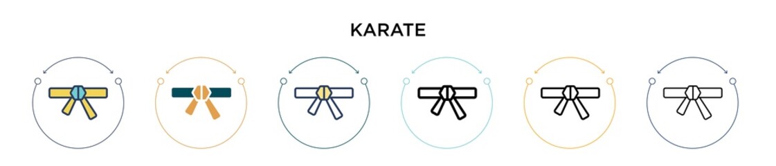 Karate icon in filled, thin line, outline and stroke style. Vector illustration of two colored and black karate vector icons designs can be used for mobile, ui, web © Digital Bazaar
