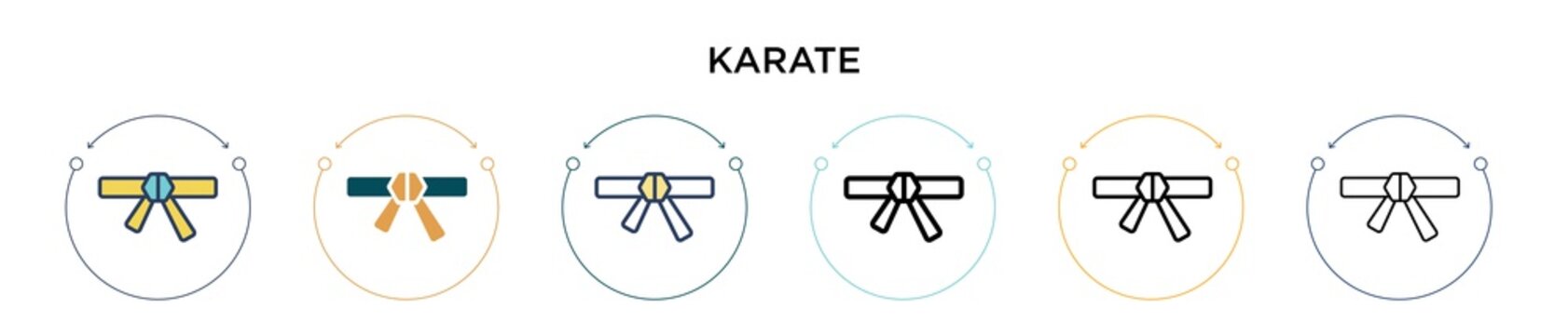 Karate icon in filled, thin line, outline and stroke style. Vector illustration of two colored and black karate vector icons designs can be used for mobile, ui, web