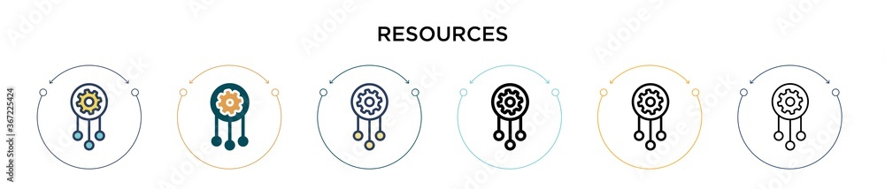 Poster resources icon in filled, thin line, outline and stroke style. vector illustration of two colored an
