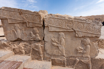 Bas Relief Carvings in Ruins in Persepolis, Iran