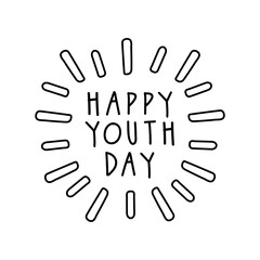 happy youth day lettering with burst line style