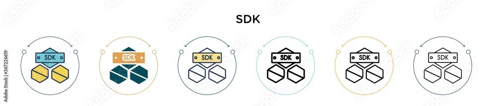 Poster sdk icon in filled, thin line, outline and stroke style. vector illustration of two colored and blac