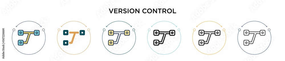 Poster version control icon in filled, thin line, outline and stroke style. vector illustration of two colo