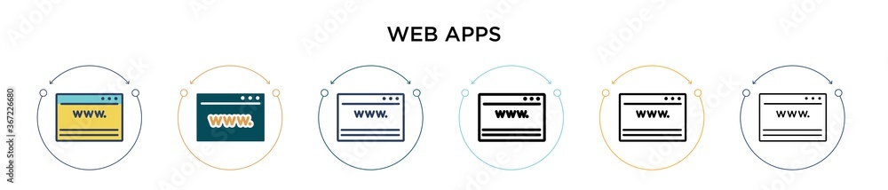 Poster web apps icon in filled, thin line, outline and stroke style. vector illustration of two colored and