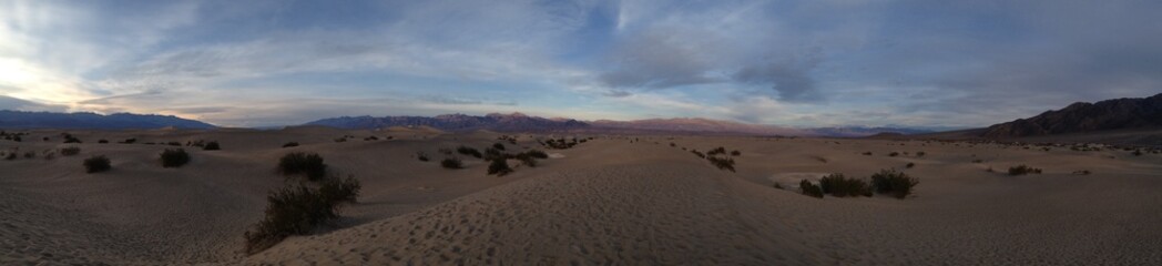 Fototapeta na wymiar Panoramic View of California Sand Dunes at Dusk 