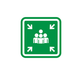 Assembly point sign icon vector logo design template