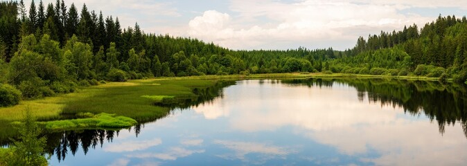 Rubener Teich Panorama im Naturschutzgebiet Tannermoor bei Liebenau Oberösterreich