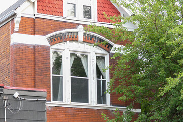 red brick building with windows