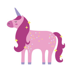 cute unicorn with stars magic horse hand draw style icon