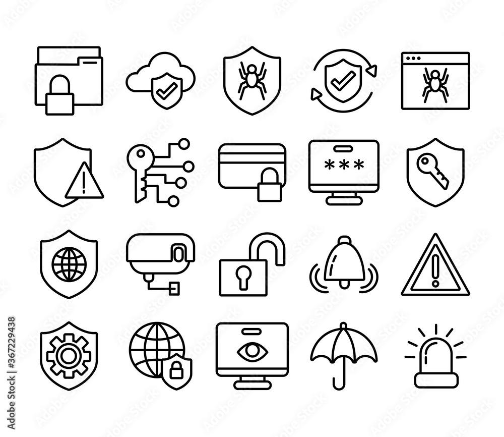 Poster bundle of data security set icons