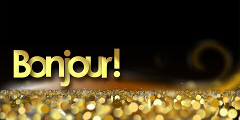 bonjour in lights background and golden stars © nali