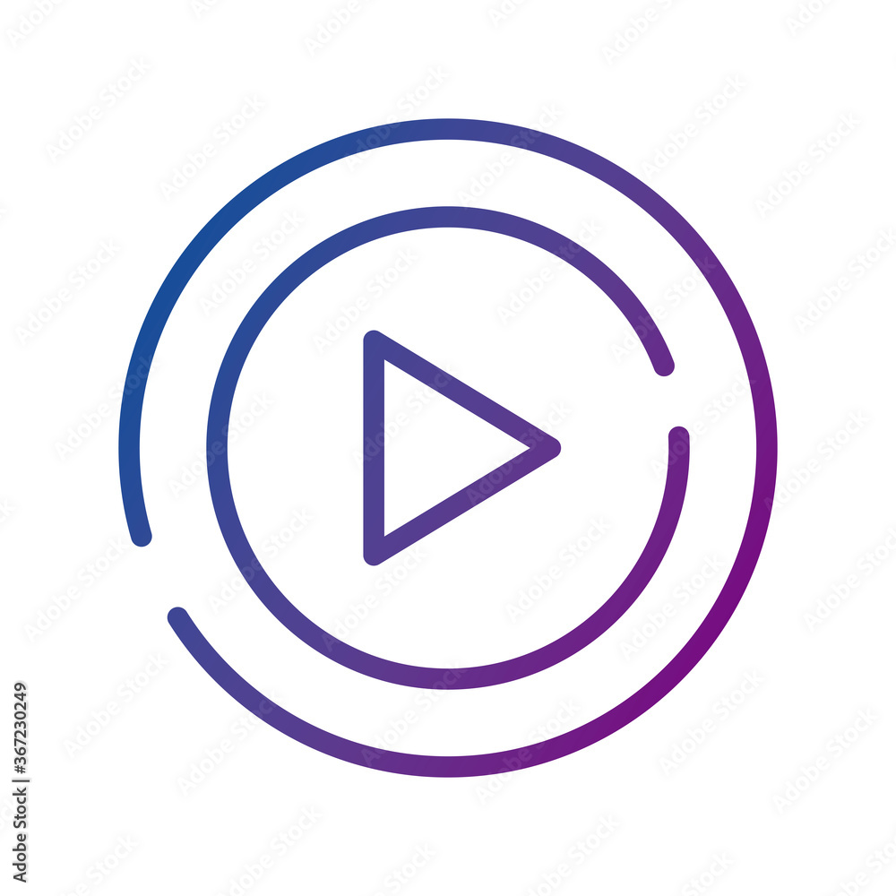 Poster play button push video content gradient style icon