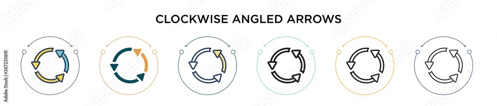Poster clockwise angled arrows icon in filled, thin line, outline and stroke style. vector illustration of 