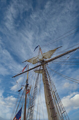 Fototapeta premium Details of the riggings on an old wooden tall ship