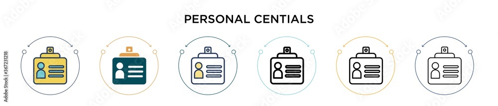Poster personal credentials icon in filled, thin line, outline and stroke style. vector illustration of two