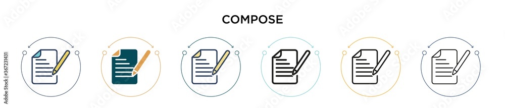 Poster compose icon in filled, thin line, outline and stroke style. vector illustration of two colored and 