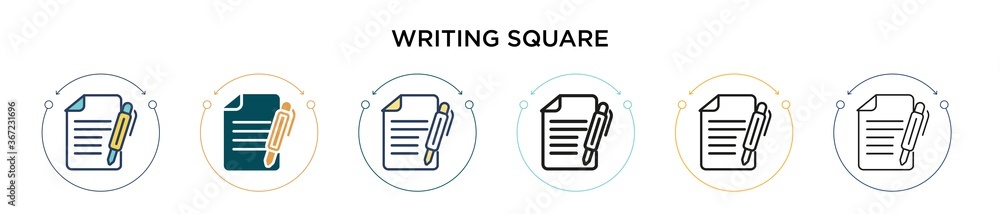 Poster writing square icon in filled, thin line, outline and stroke style. vector illustration of two color