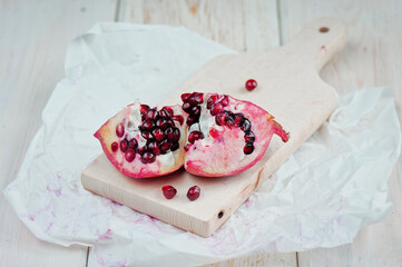 Full Frame Shot Of Pomegranates. Background texture of Pomegranate closeup.