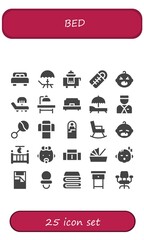 bed icon set