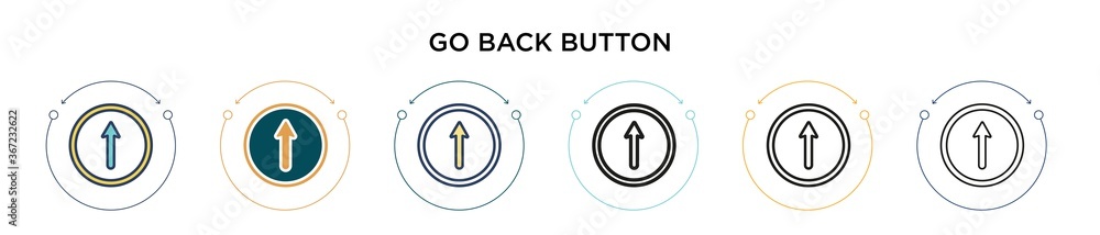Poster go back button icon in filled, thin line, outline and stroke style. vector illustration of two color