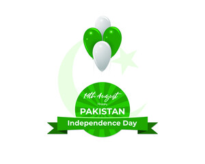 vector illustration for Pakistan independence day-14th August-sticker, greeting . promotional label  