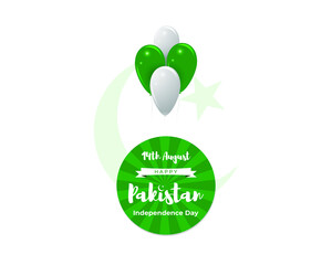 vector illustration for Pakistan independence day-14th August-sticker, greeting . promotional label  