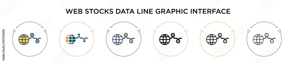 Poster web stocks data line graphic interface symbol icon in filled, thin line, outline and stroke style. v