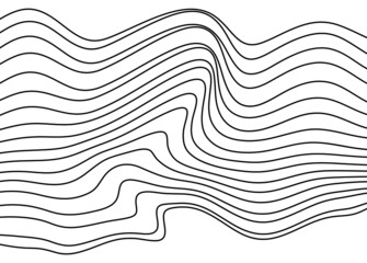 Abstract vector pattern of thin wavy black lines on a white background. Modern vector background