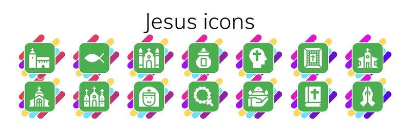 Modern Simple Set of jesus Vector filled Icons