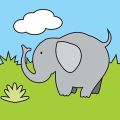 Cute elephant cartoon vector. Elephant in the park.