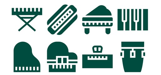 Naklejka premium Modern Simple Set of synthesizer Vector filled Icons