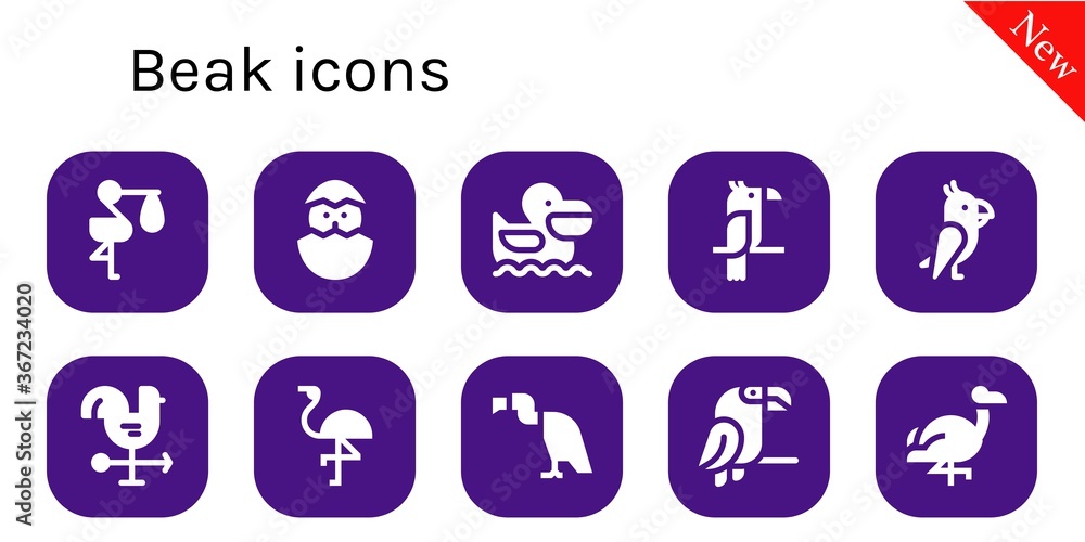 Poster beak icon set