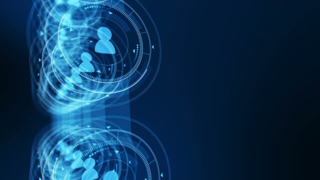 Network community with connected people. Social media concept. Person icon. Loop animation. Digital technology design with social connection.