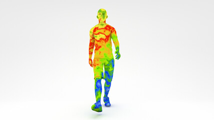 Thermographic image of human showing different temperatures in range of colors from blue cold to red hot.
Thermal imaging camera, detecting  out who is likely to have a fever