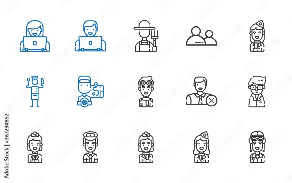 Sticker profession icons set