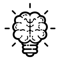 Lightbulb Brain Mind Flat Icon Isolated On White Background