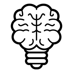 Lightbulb Brain Mind Flat Icon Isolated On White Background