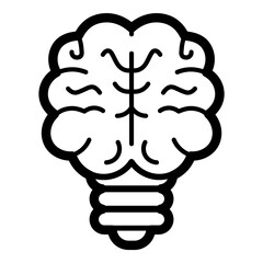 Lightbulb Brain Mind Flat Icon Isolated On White Background
