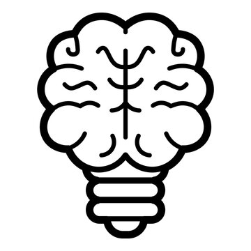 Lightbulb Brain Mind Flat Icon Isolated On White Background