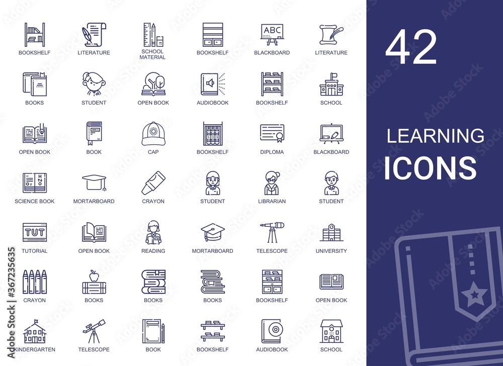 Sticker learning icons set