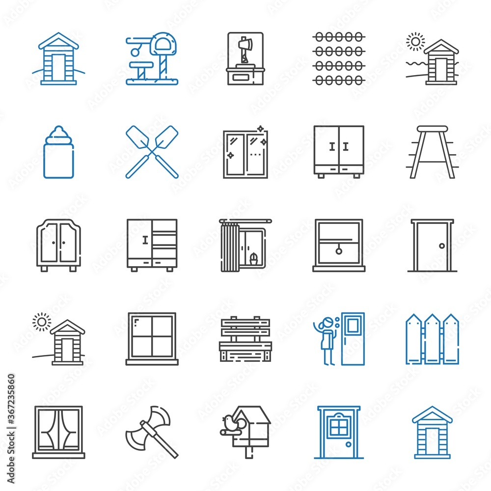 Poster wooden icons set