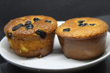 chocolate chip muffin on a plate