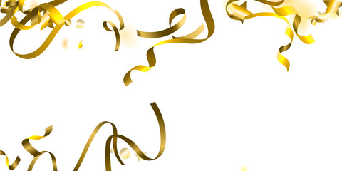 Holiday Serpentine. Gold Foil Streamers Ribbons.